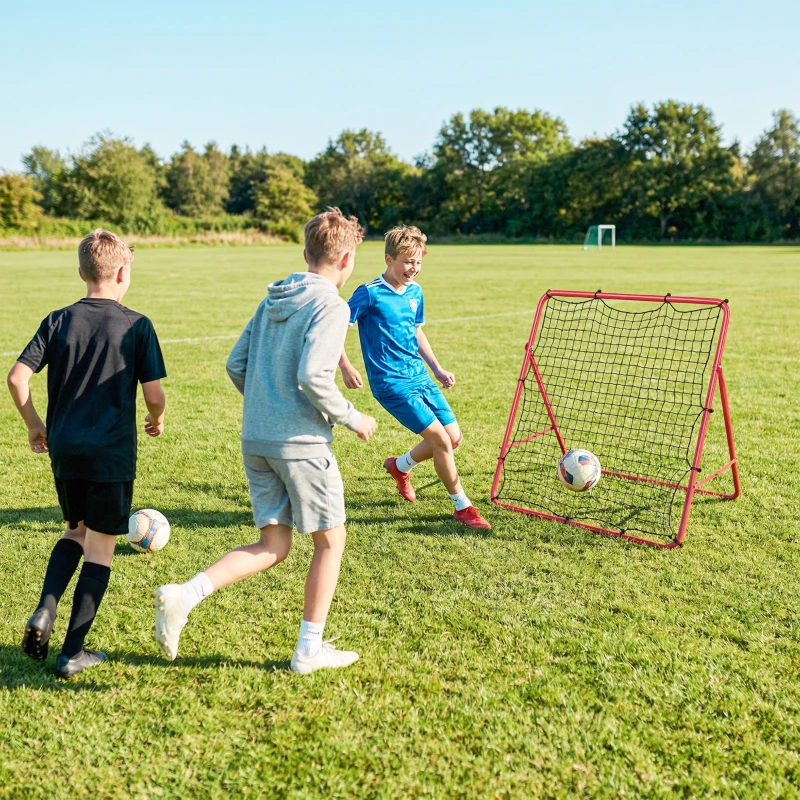 Soozier Soccer 5 Angles Adjustable Soccer Rebounder Net, Multi-Sport Training Bounce Back Net, Red