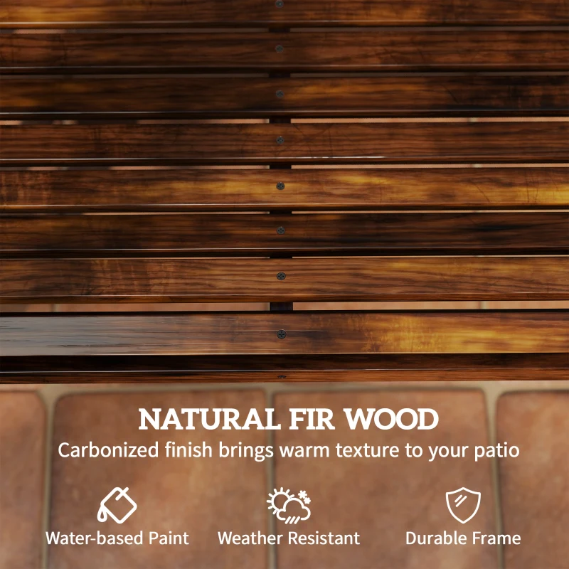 Outsunny Outdoor Glider Bench, Wooden Glider Chair with 2 Cupholders, Slatted Seat and Armrests, Patio Swing Rocking Loveseat