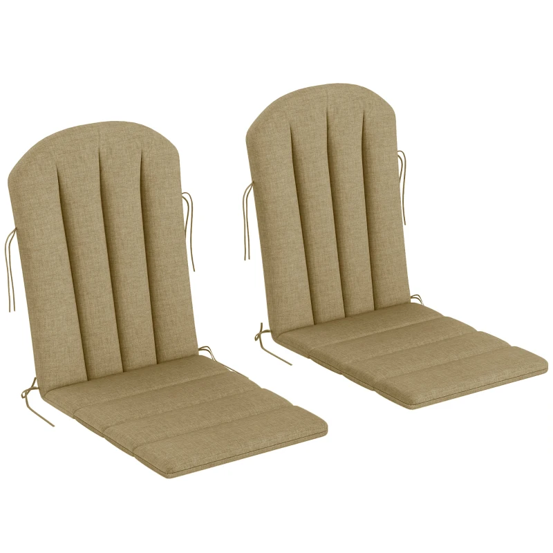 Outsunny Set of 2 Patio Chair Cushions, High Back Adirondack Chair Cushion with Ties, High-Density Foam, Beige