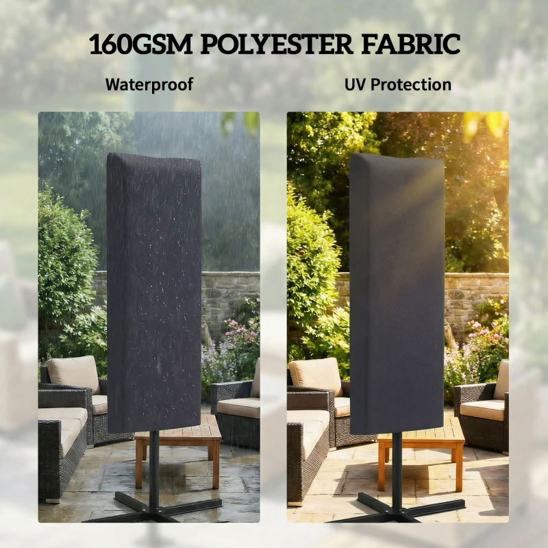 Outsunny Garden Parasol Cover, Outdoor Patio Umbrella Cover with Zipper, Dark Grey