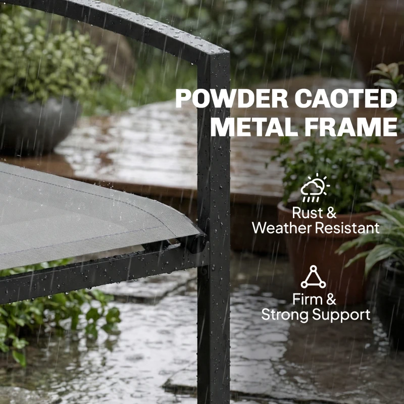 Outsunny Outdoor Garden Bench, 44 in Metal Patio Garden Park Bench with Breathable Mesh Fabric, 484 lb Load Capacity, Grey