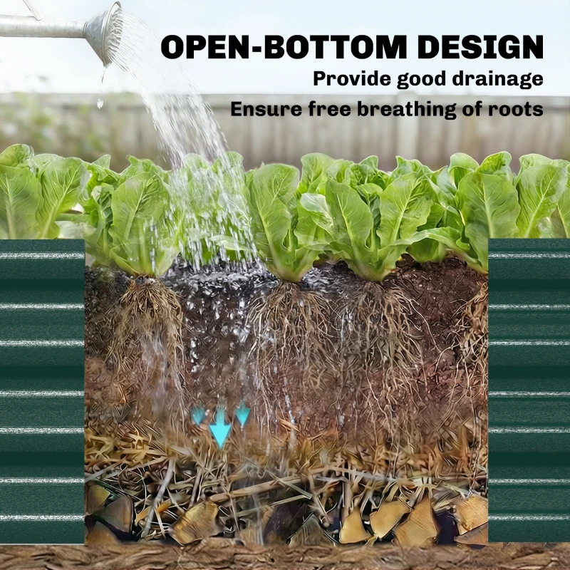 Outsunny 12 x 4 x 1ft Galvanized Raised Garden Bed, Reinforced Outdoor Planter Box with Open Bottom, Green