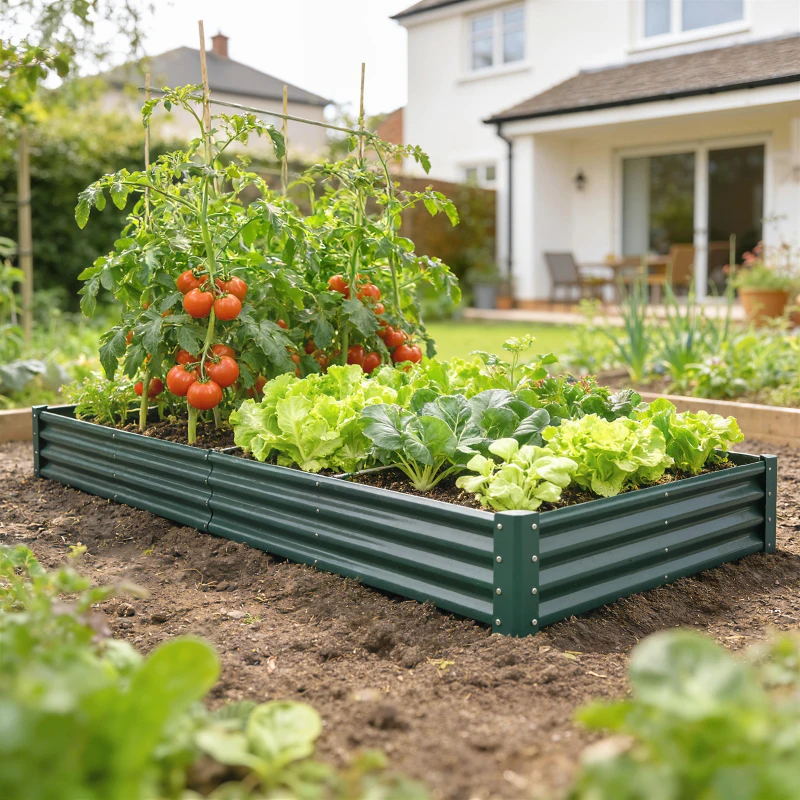 Outsunny 12 x 4 x 1ft Galvanized Raised Garden Bed, Reinforced Outdoor Planter Box with Open Bottom, Green