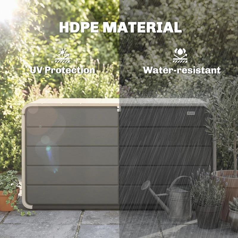 Outsunny Outdoor Storage Box with Lockable Lid, HDPE Garden Deck Box with Wheels 757 L