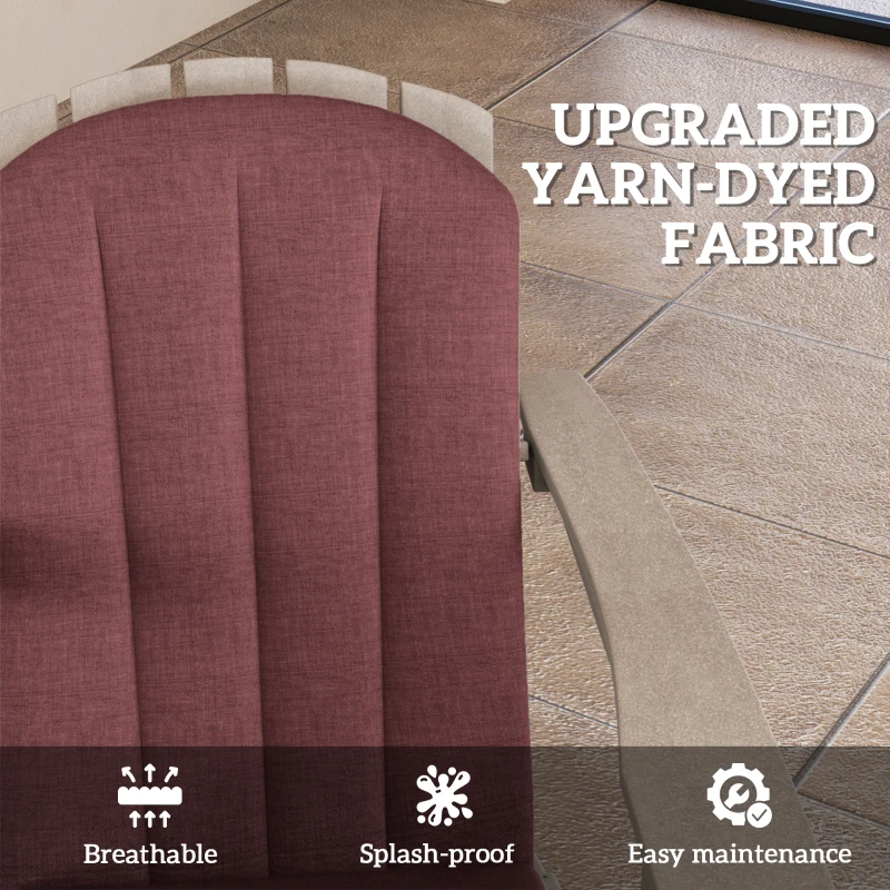 Outsunny Set of 2 Patio Chair Cushions, High Back Adirondack Chair Cushion with Ties, High-Density Foam, Wine Red