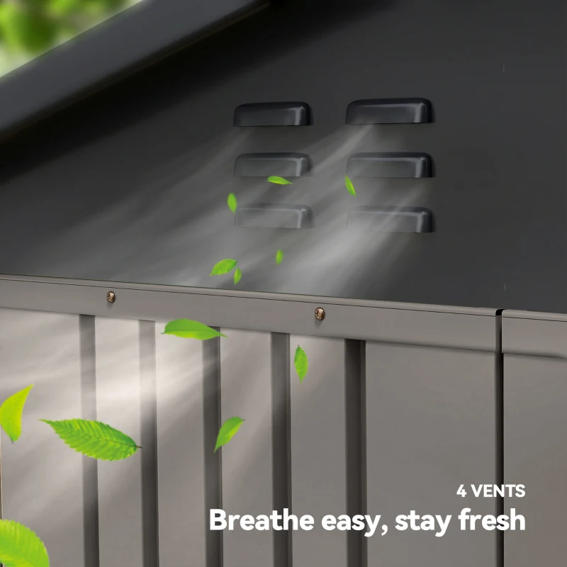 Outsunny 6.5' x 4'  Outdoor Storage Shed, Metal Garden Shed with Lockable Double Doors, 4 Vents, Light Grey