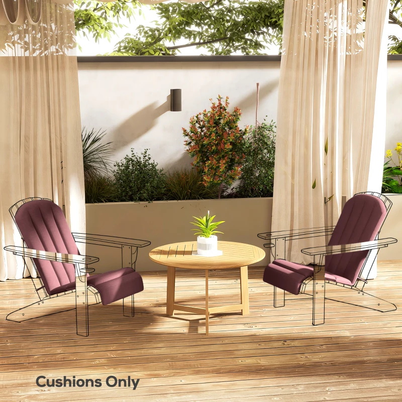 Outsunny Set of 2 Patio Chair Cushions, High Back Adirondack Chair Cushion with Ties, High-Density Foam, Wine Red