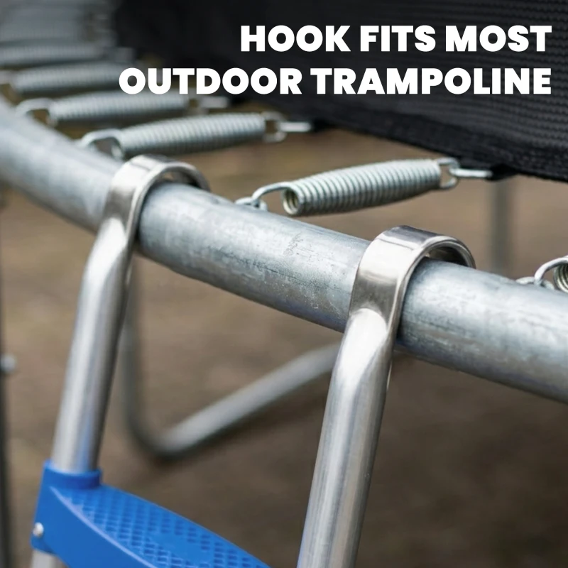 Soozier Trampoline Ladder, 2-Steps with Horizontal Wide Steps, Universal Hook, Galvanized Steel Frame, 330LBS Load Capacity