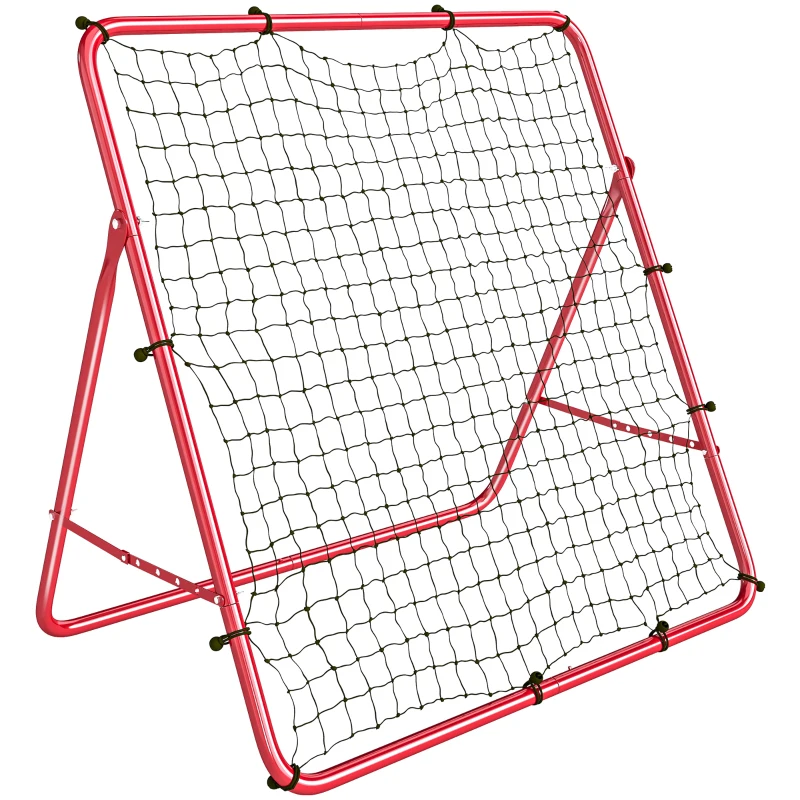 Soozier Soccer 5 Angles Adjustable Soccer Rebounder Net, Multi-Sport Training Bounce Back Net, Red