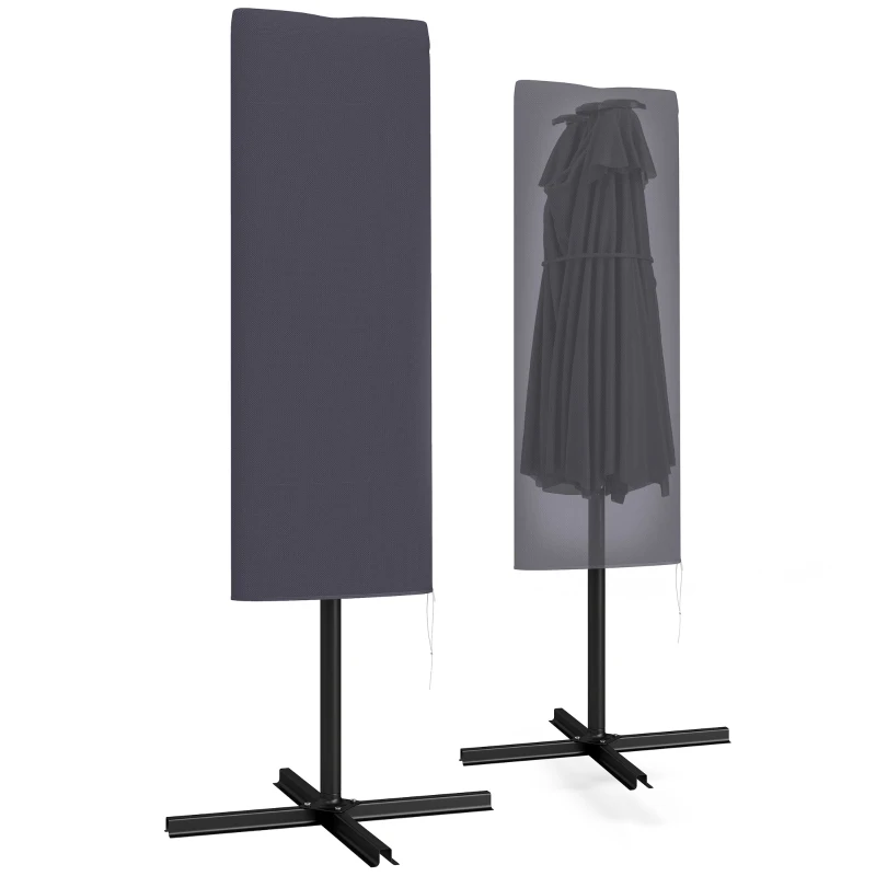 Outsunny Garden Parasol Cover, Outdoor Patio Umbrella Cover with Zipper, Dark Grey
