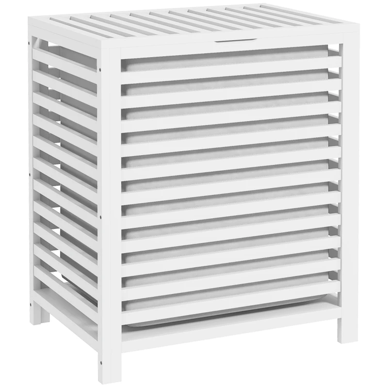 HOMCOM Laundry Basket, Laundry Hamper with Removable Liner Bag, 55L, White