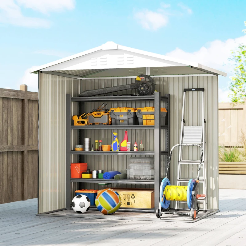 Outsunny 6.5' x 4'  Outdoor Storage Shed, Metal Garden Shed with Lockable Double Doors, 4 Vents, Dark Grey