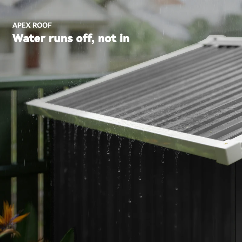 Outsunny 6.5' x 4'  Outdoor Storage Shed, Metal Garden Shed with Lockable Double Doors, 4 Vents, Dark Grey