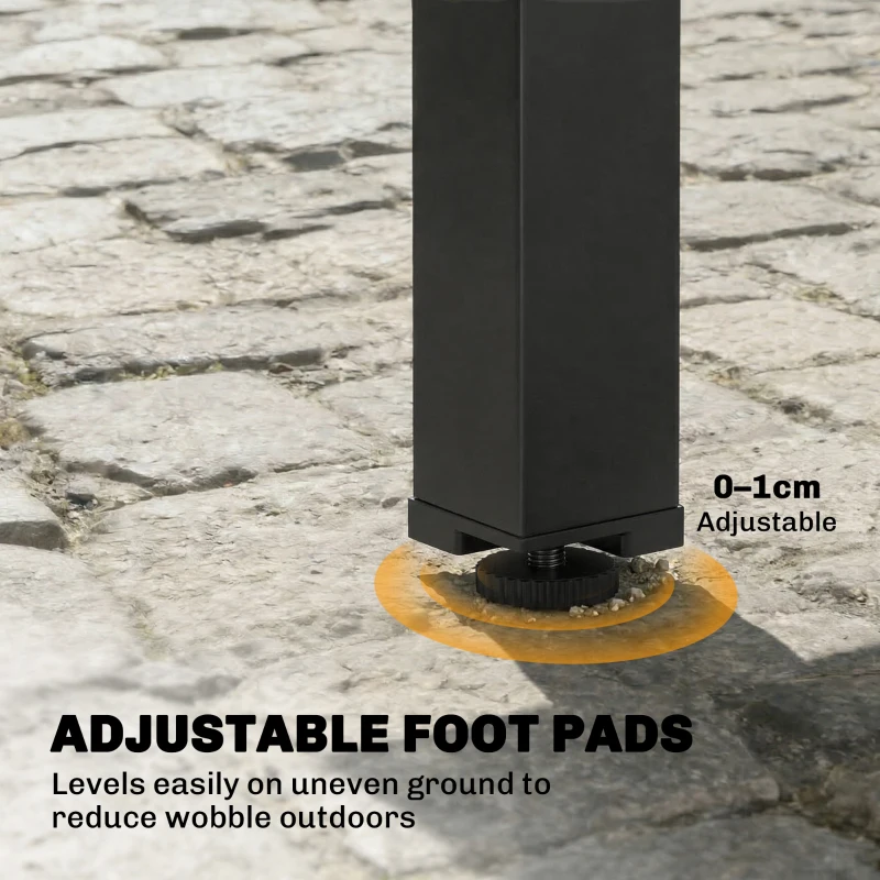 Outsunny Aluminum Expandable Outdoor Dining Table with Tempered Glass Tabletop and Aluminum Frame, for Garden, Backyard, Black