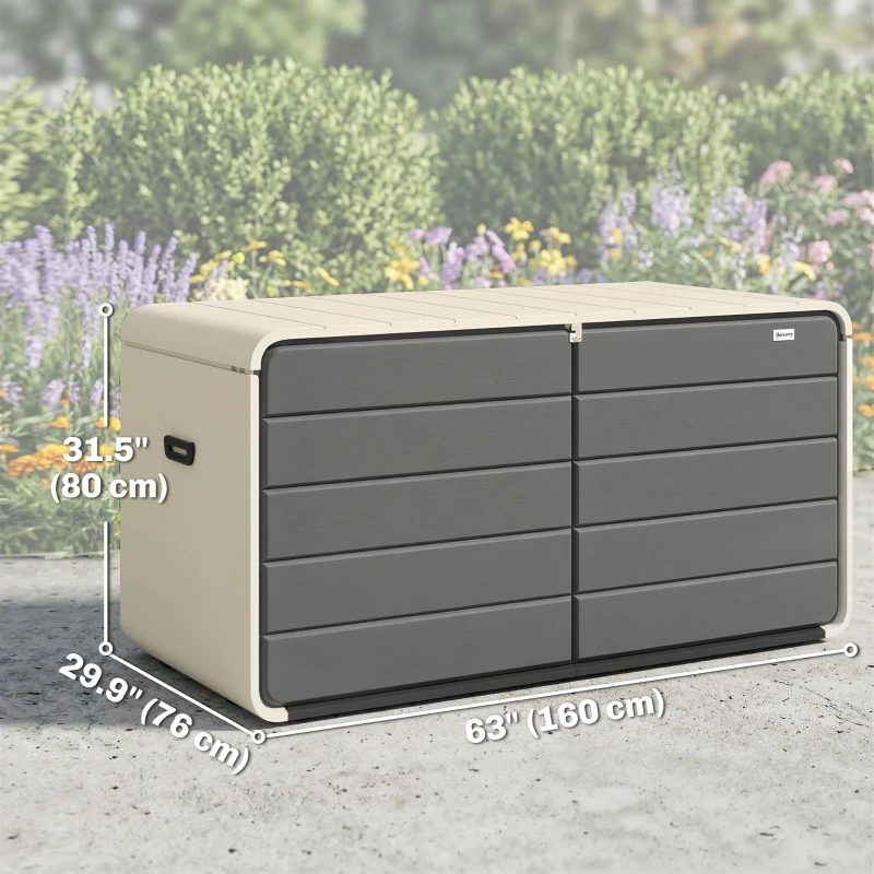Outsunny Outdoor Storage Box with Lockable Lid, HDPE Garden Deck Box with Wheels 757 L