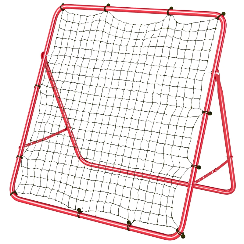 Soozier Soccer 5 Angles Adjustable Soccer Rebounder Net, Multi-Sport Training Bounce Back Net, Red