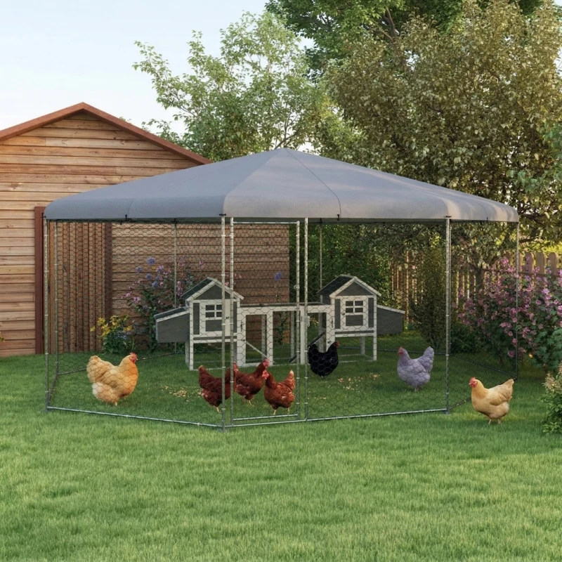 PawHut 17.1 ft x 15.7 ft Chicken Run for 19-25 Chickens with Cover