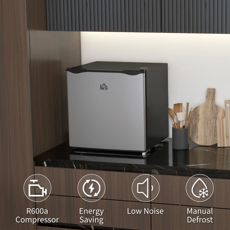 HOMCOM 1.1 Cu. Ft. Mini Freezer, Compact Upright Freezer with Reversible Door, Removable Shelf, Adjustable Temperature, Silver