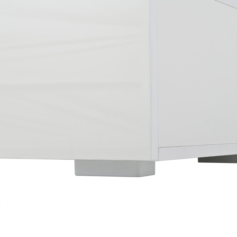 High-Gloss Coffee Table with App-Controlled LED Ambient Lighting, Functional Center Table for Living Room, 37.5" L x 17.5" W x 13.5" H, White