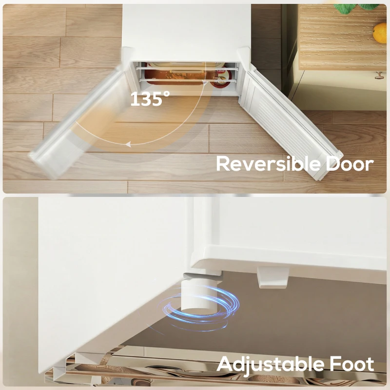 HOMCOM 2.1 Cu. Ft. Mini Freezer, Compact Upright Freezer with Reversible Door, Removable Shelf, Adjustable Temperature, White
