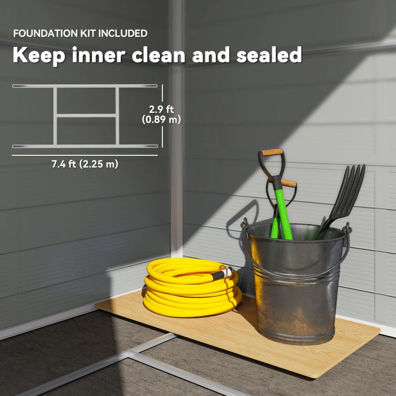 Outsunny 8' x 6' Plastic Garden Storage Shed with Latch Door, Vents, Sloped Roof, Light Grey