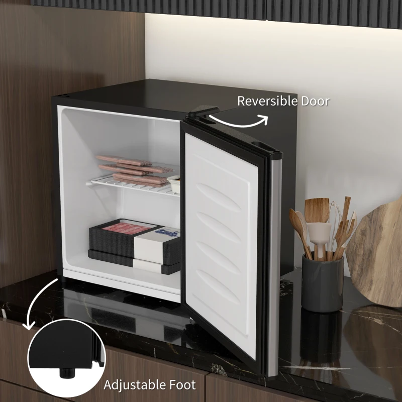HOMCOM 1.1 Cu. Ft. Mini Freezer, Compact Upright Freezer with Reversible Door, Removable Shelf, Adjustable Temperature, Silver