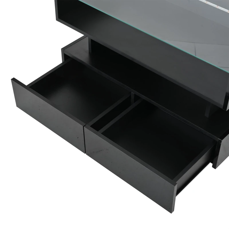 Lift-Up Coffee Table with App-Controlled LED Lighting, Space-Saving Center Table for Compact Homes, 31.5'' L x 31.5'' W x 17.5'' H, Black