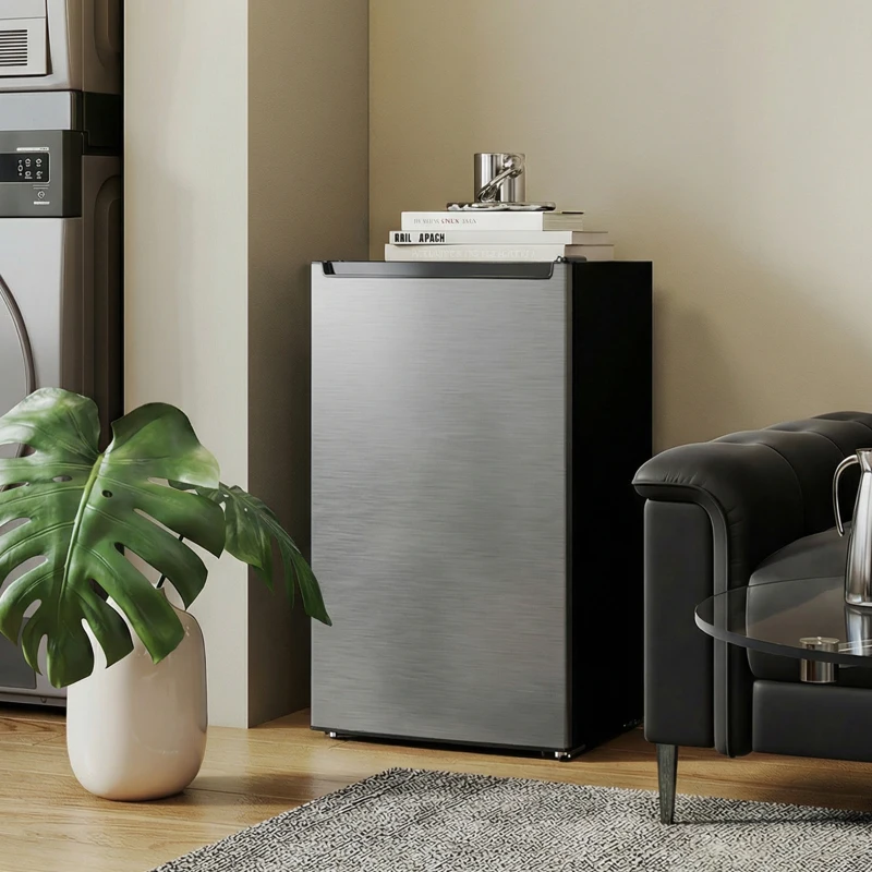 HOMCOM 2.1 Cu. Ft. Mini Freezer, Compact Upright Freezer with Reversible Door, Removable Shelf, Adjustable Temperature, Silver