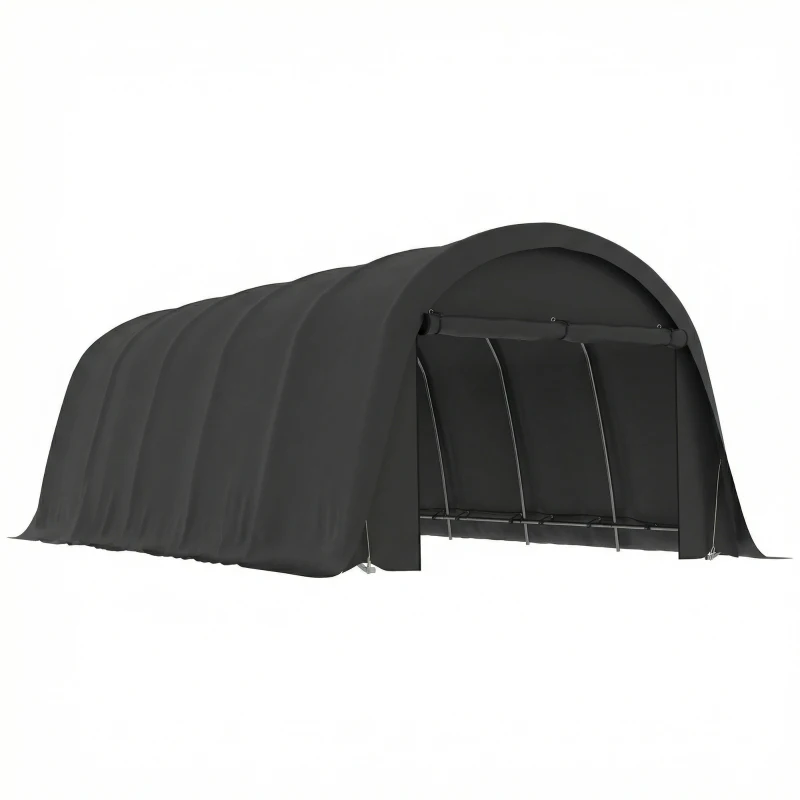 Outsunny 12' x 23.6' Heavy Duty Carport, UPF50+ Portable Garage Car Canopy Tent with Galvanized Frame, Large Door, Dark Gray