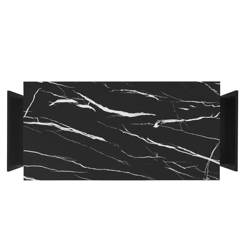 Minimalist Coffee Table with 2 Drawers and High-Gloss Finish, Multi-Use Side Table for Living Spaces, 39.5'' L x 19.5'' W x 15.5'' H, Black