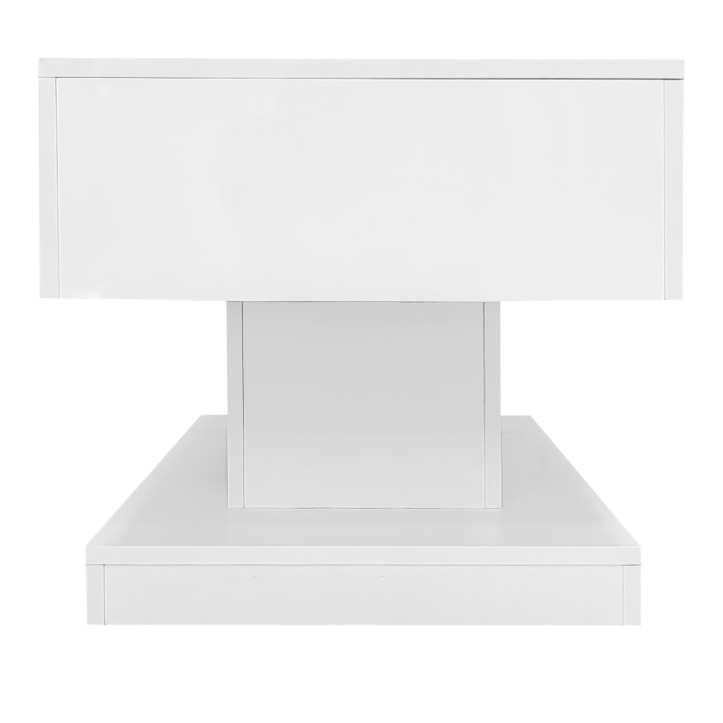 Lift-Top Coffee Table with Sliding Extendable Desktop, Sleek Multi‑Use Table with USB/App-Controlled Lights, 39.5" L x 19.5" W x 17.5" H, White