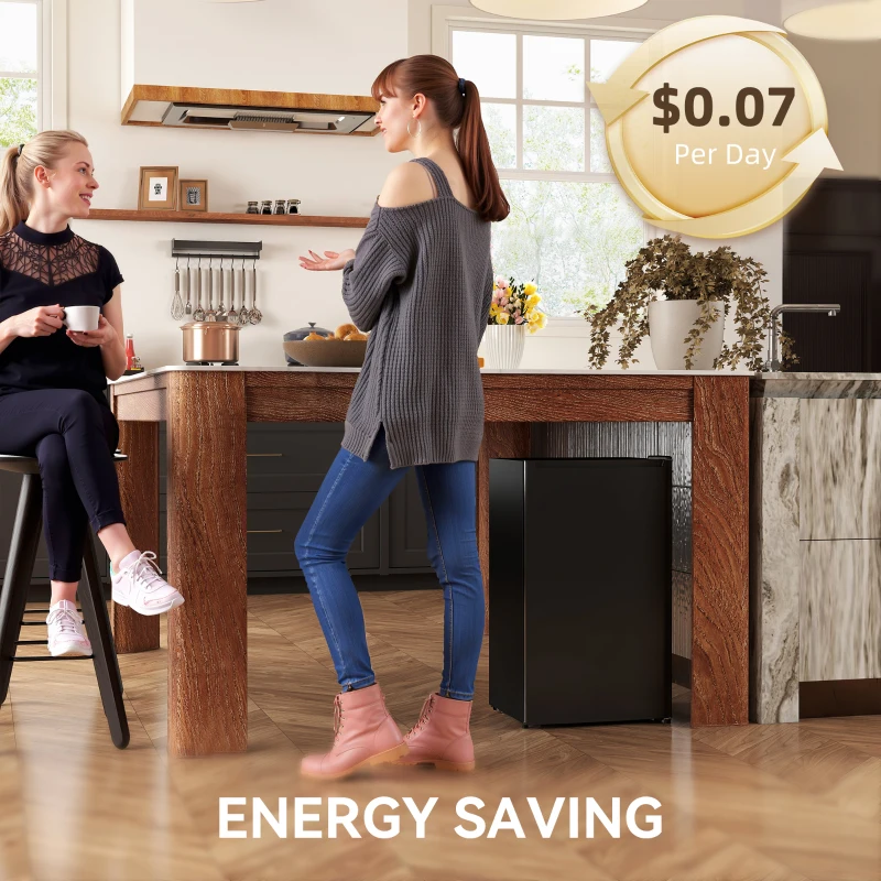 HOMCOM 2.1 Cu. Ft. Mini Freezer, Compact Upright Freezer with Reversible Door, Removable Shelf, Adjustable Temperature, Black