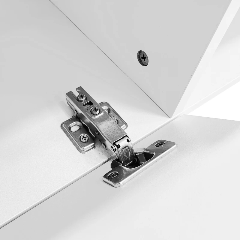 Floating TV Stand with High-Gloss Finish and LED Ambient Lighting, Sleek TV Cabinet with Pull-Down Doors, 63" L x 12" W x 8.5" H, White