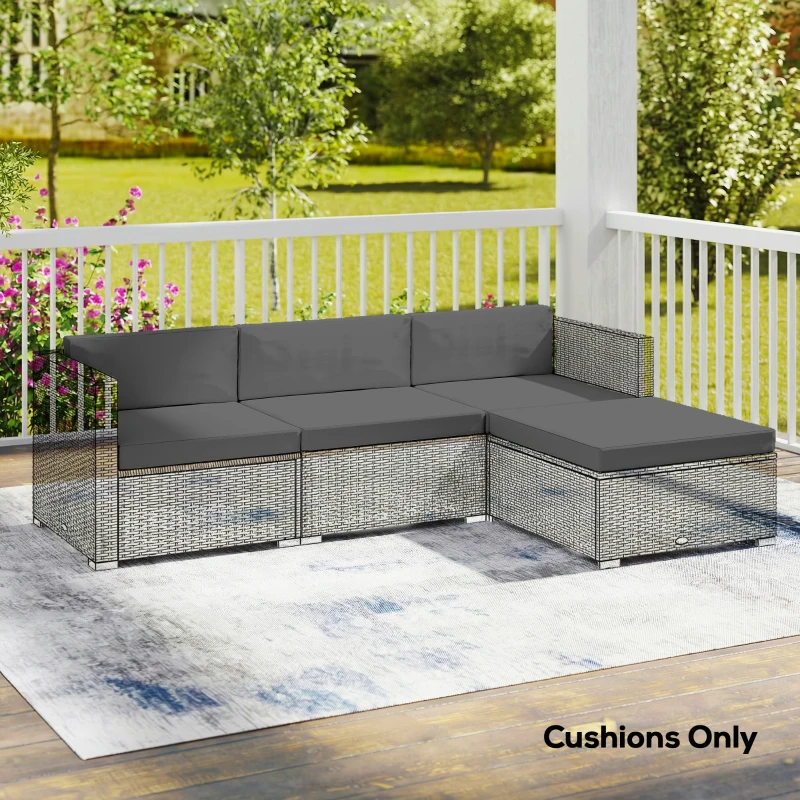 Outsunny Patio Furniture Cushions Water-Repellent Outdoor Loveseat Cushion Removable Covers 23.6" x 23.6", Grey