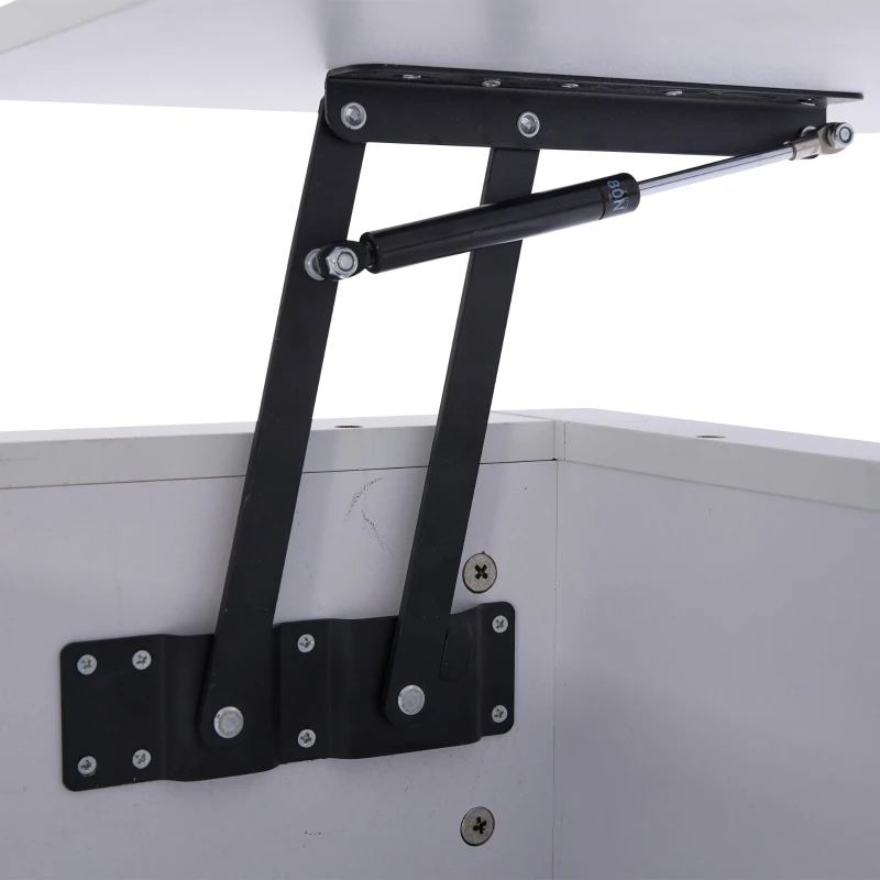 Sleek Lift-Up Coffee Table with LED Lighting and 4 Drawers, Durable Center Table for Living Room, 35.5" L x 21.5" W x 16.5" H, White