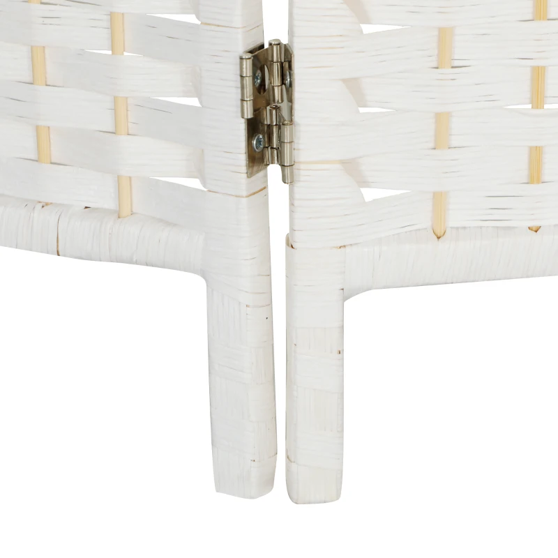 HOMCOM 6ft Folding Room Divider, 4 Panel Wall Partition with Wooden Frame for Bedroom, Home Office, White