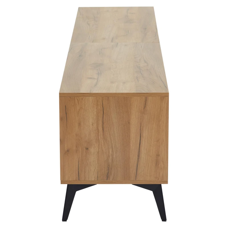 Modern TV Stand with 3 Doors and 3-Tier Open Shelving, Spacious TV Entertainment Center for Living Room, 70.5" L x 15.5" W x 19.5" H, Wood