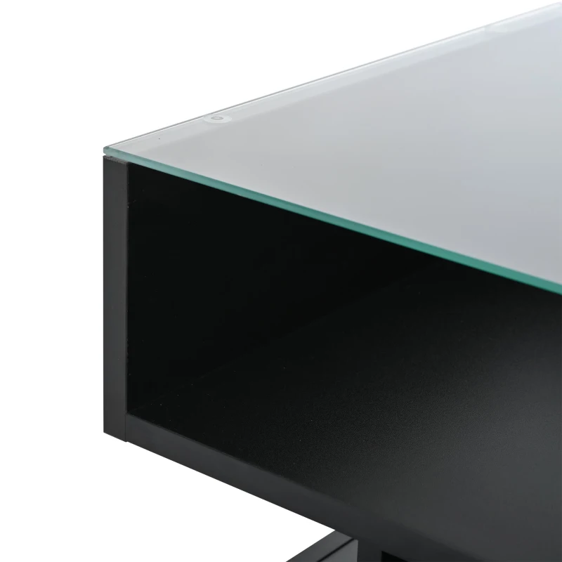 Lift-Up Coffee Table with App-Controlled LED Lighting, Space-Saving Center Table for Compact Homes, 31.5'' L x 31.5'' W x 17.5'' H, Black