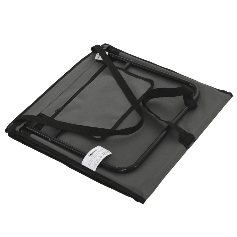 Outsunny Set of 2 Foldable Lounge Chairs with Carry Bag, Adjustable Backrest, Grey