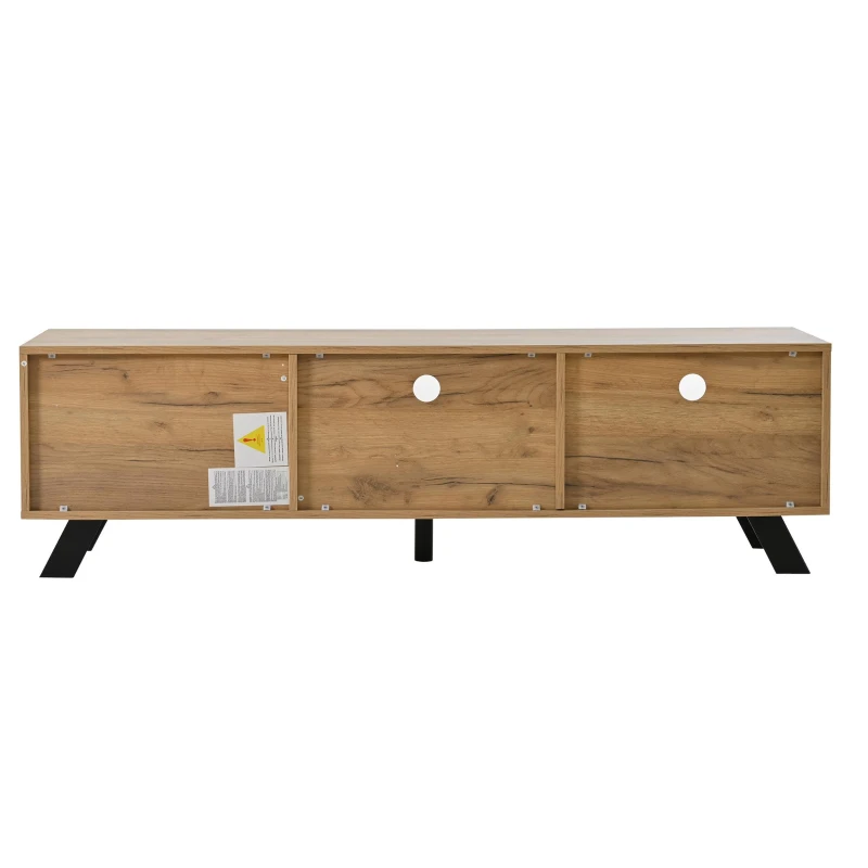 Modern Wood-Grain TV Stand for up to 65-Inch TVs, Sturdy TV Cabinet with Particleboard Construction, 59" L x 15" W x 17.5" H, Wood