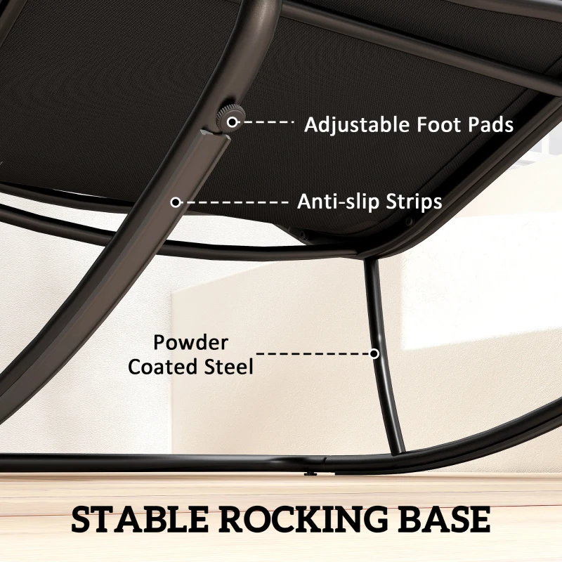Outsunny Outdoor Rocking Chair, Oversized Rocking Patio Chair with 25" Extra Wide Mesh Seat and Cushion, Khaki