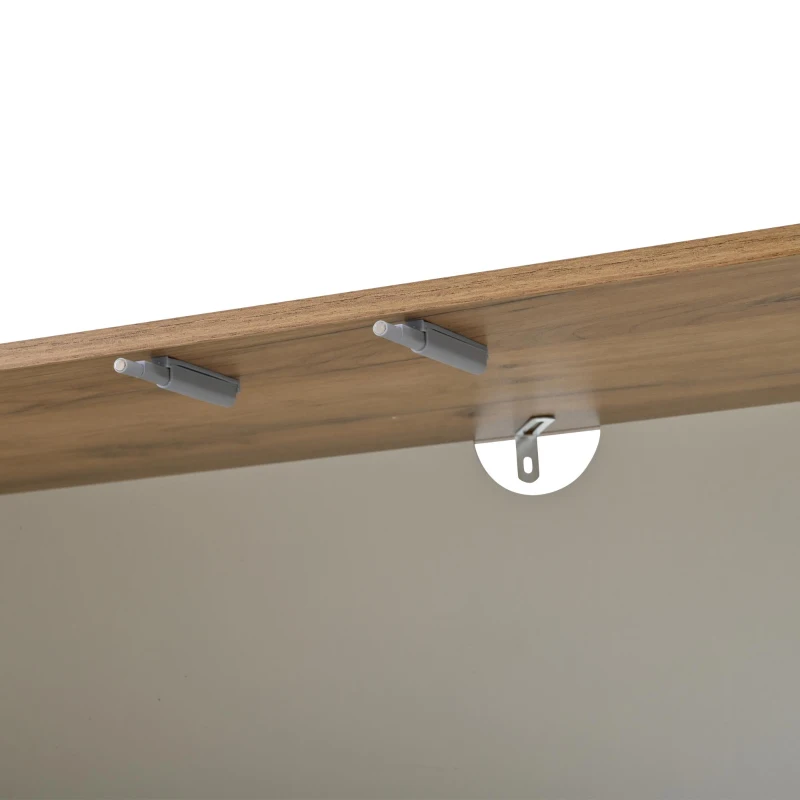 Stylish TV Stand with 4 Doors and Spherical Metal Legs, Sturdy TV Cabinet with Large Closed Storage, 71" L x 15.5" W x 17.5" H, White+Oak