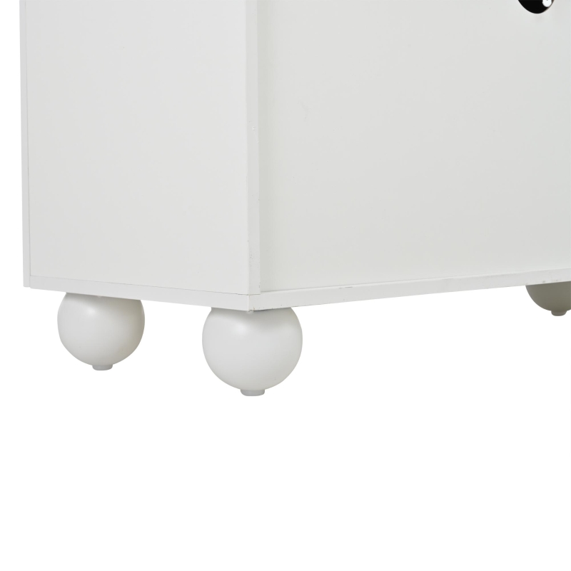 Stylish TV Stand with 4 Doors and Spherical Metal Legs, Sturdy TV Cabinet with Large Closed Storage, 71" L x 15.5" W x 17.5" H, White+Oak