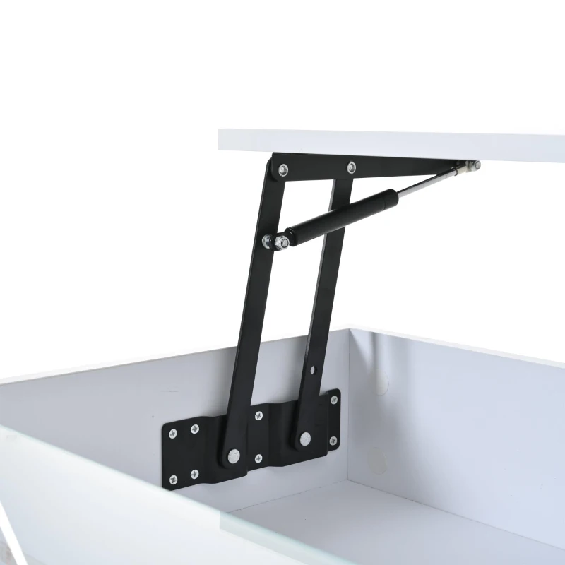 Lift-Top Coffee Table with App-Controlled LED Lighting, Space-Saving Center Table for Compact Homes, 31.5'' L x 31.5'' W x 17.5'' H, White