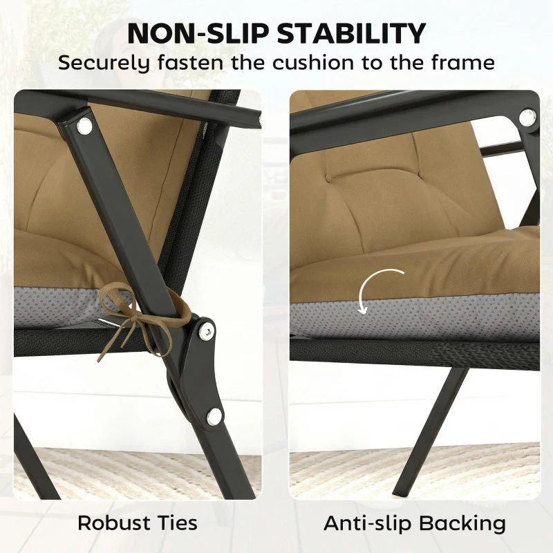 Outsunny Patio Chair Cushions Set of 4, Waterproof Non-Slip Lounge Chair Cushions, 44"x21", Khaki