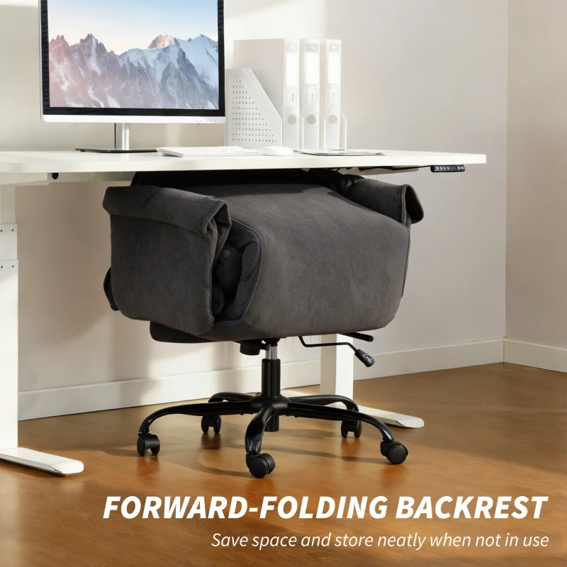 HOMCOM High Back Office Chair, Reclining Desk Chair with Footrest, High Resilience Foam, Rolling Wheels, Dark Gray