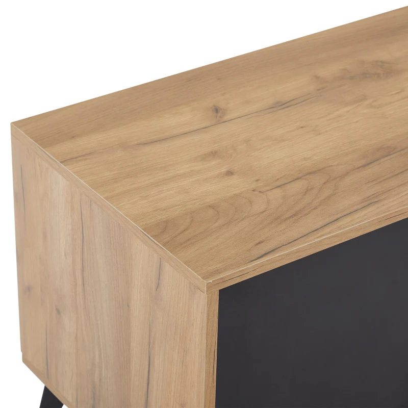 Modern TV Stand with 3 Doors and 3-Tier Open Shelving, Spacious TV Entertainment Center for Living Room, 70.5" L x 15.5" W x 19.5" H, Wood