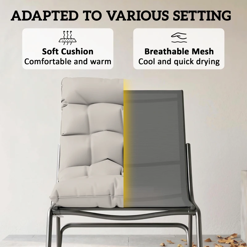 Outsunny Outdoor Rocking Chair, Oversized Rocking Patio Chair with 25" Extra Wide Mesh Seat and Cushion, Khaki