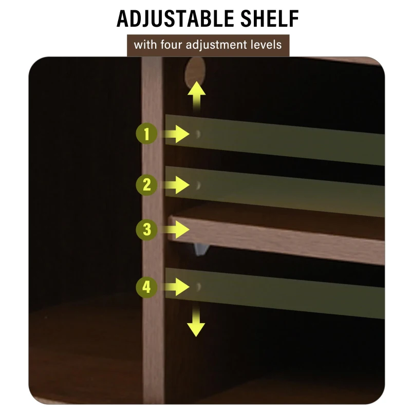 Stylish TV Stand with Rounded Corners and Oval Top, Versatile TV Cabinet for Living Room, 69" L x 15.5" W x 16.5" H, Dark Oak