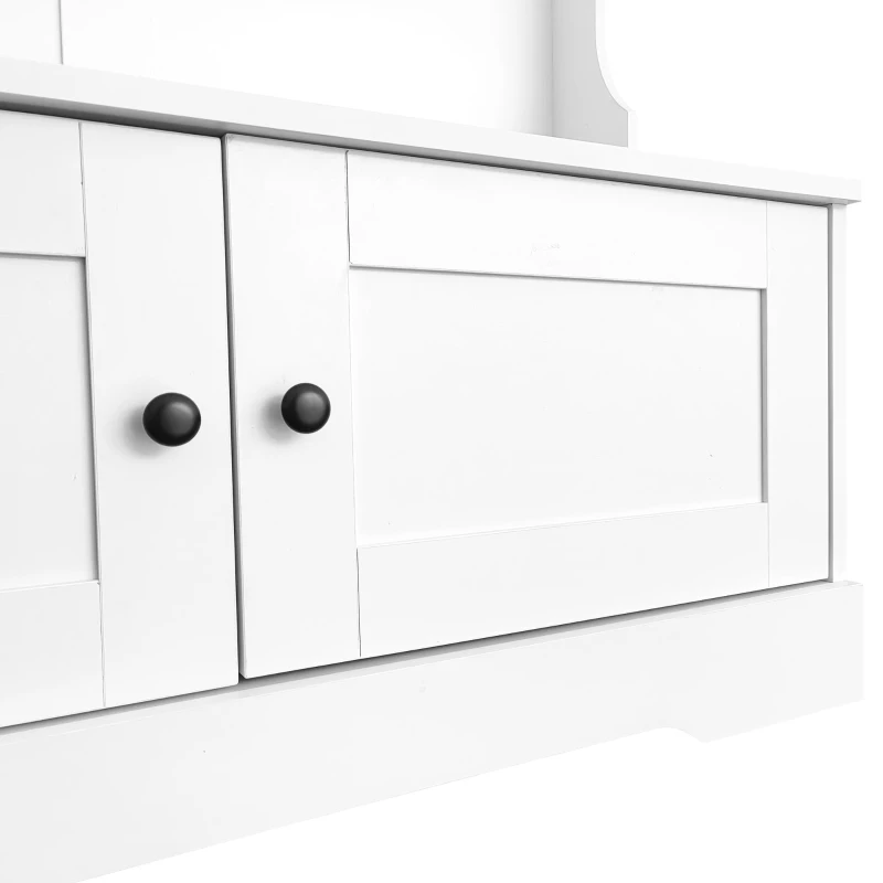 Space‑Saving Coat Rack with 4 Hooks and Top Open Shelf, Multifunctional Cabinet for Compact Homes, 40'' L x 18.5'' W x 72'' H, White